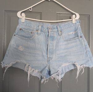 Levi's 501 shorts, light wash, distressed, size 31 waist